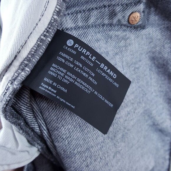 PURPLE BRAND Jeans Mens Size 33 Gray Wash Slim Straight P005 $295 - Picture 5 of 10